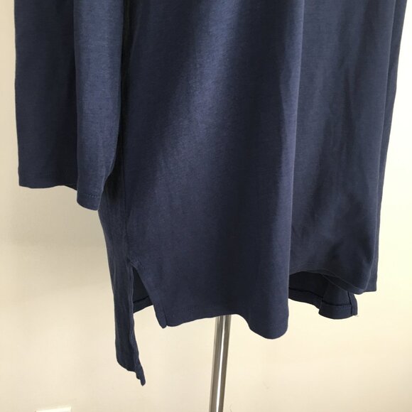 EILEEN FISHER 3/4 Sleeve Blue 100% Organic Cotton High Low Hem Shirt - Picture 5 of 10